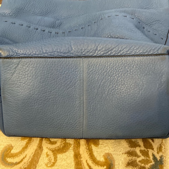 Cole Haan Blue/Lilac Soft Pebble Leather Hobo Style Shoulder Bag. - Picture 7 of 14